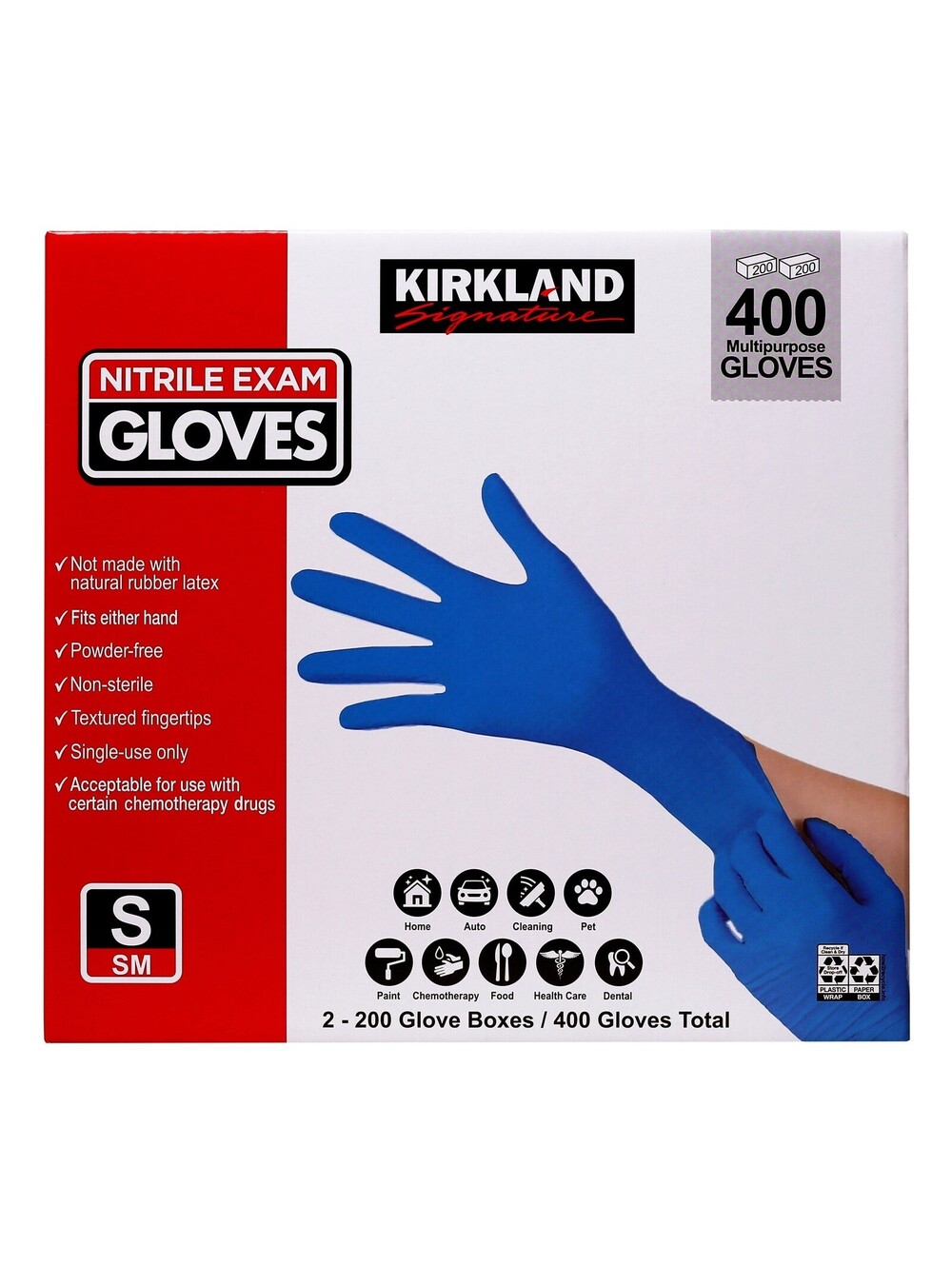 Kirkland Signature Nitrile Exam Gloves Small Powder Free 400 Count Multipurpose